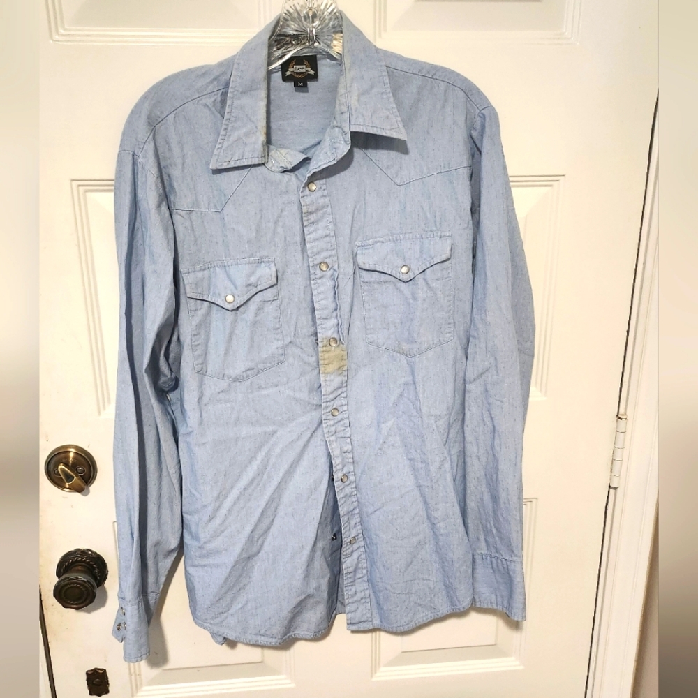 Vintage Lee Button Down Snap Denim Men's Long Sleeve Shirt